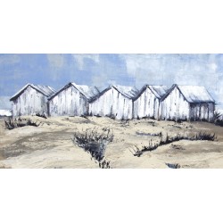Les cabanes de plage - Michèle Kaus : Peinture Acrylique sur Toile - Galerie Arnaud