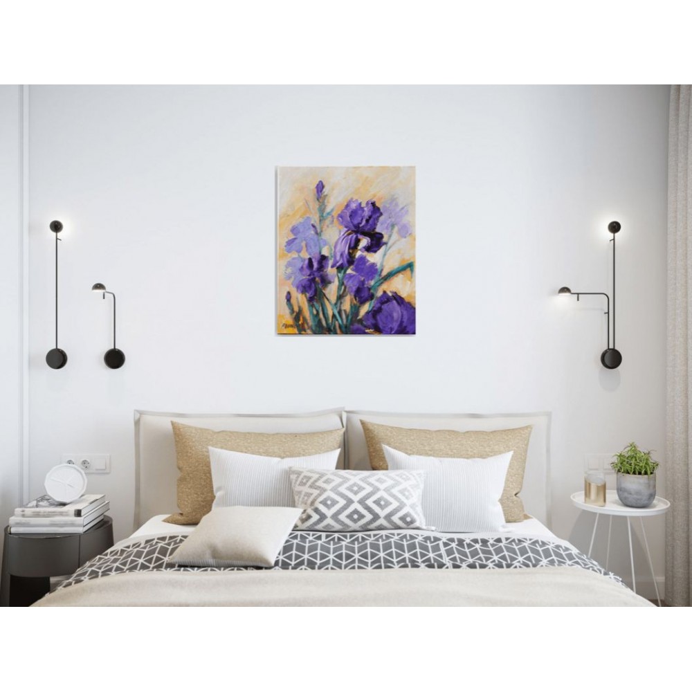 Les iris bleus - Liliane Paumier : Peinture Acrylique sur Toile - Galerie Arnaud
