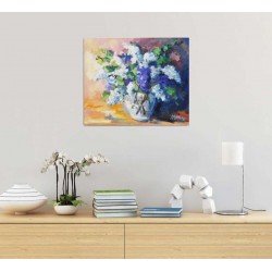 Le bouquet de lilas blanc et violet - Liliane Paumier : Peinture Acrylique sur Toile - Galerie Arnaud