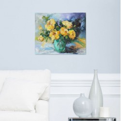 Les roses jaunes - Liliane Paumier : Peinture Acrylique sur Toile - Galerie Arnaud