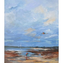 Le cerf volant, à la plage - Liliane Paumier : Peinture Acrylique sur Toile - Galerie Arnaud