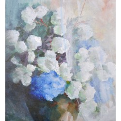 Le vase de fleurs blanches - Liliane Paumier : Peinture Acrylique sur Toile - Galerie Arnaud