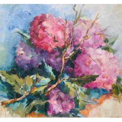 Les hortensias roses - Liliane Paumier : Peinture Acrylique sur Toile - Galerie Arnaud