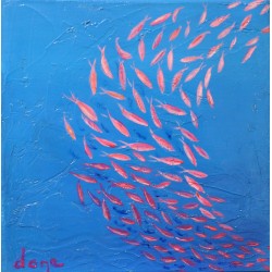 Les petits poissons roses - Dane : Acrylique sur toile - Galerie Antoine