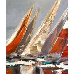 La régate rouge - Michèle Kaus : Peinture Acrylique sur Toile - Galerie Arnaud