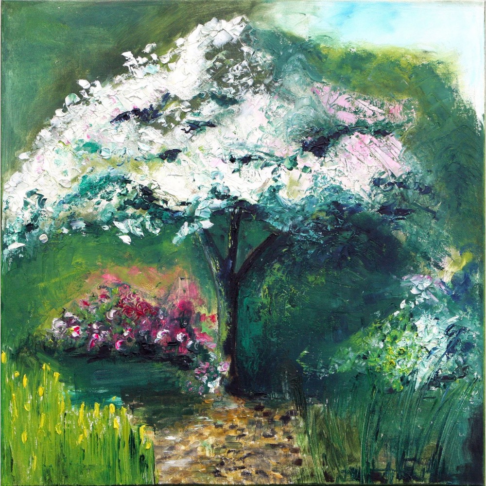Cerisiers en fleur - F Laine : Huile sur toile - Galerie Arnaud