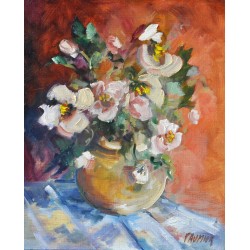Les roses de Noel - Liliane Paumier : Peinture Acrylique sur Toile - Galerie Antoine