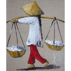 Les porteurs, rouge - Michèle Kaus : Peinture Acrylique sur Toile - Galerie Antoine