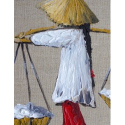 Les porteurs, rouge - Michèle Kaus : Peinture Acrylique sur Toile - Galerie Antoine