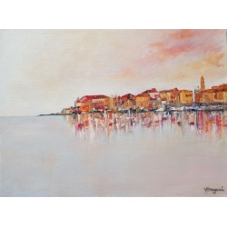 Sirocco sur la baie d’Ajaccio  - Valérie Dragacci : Huile sur toile - Galerie Arnaud