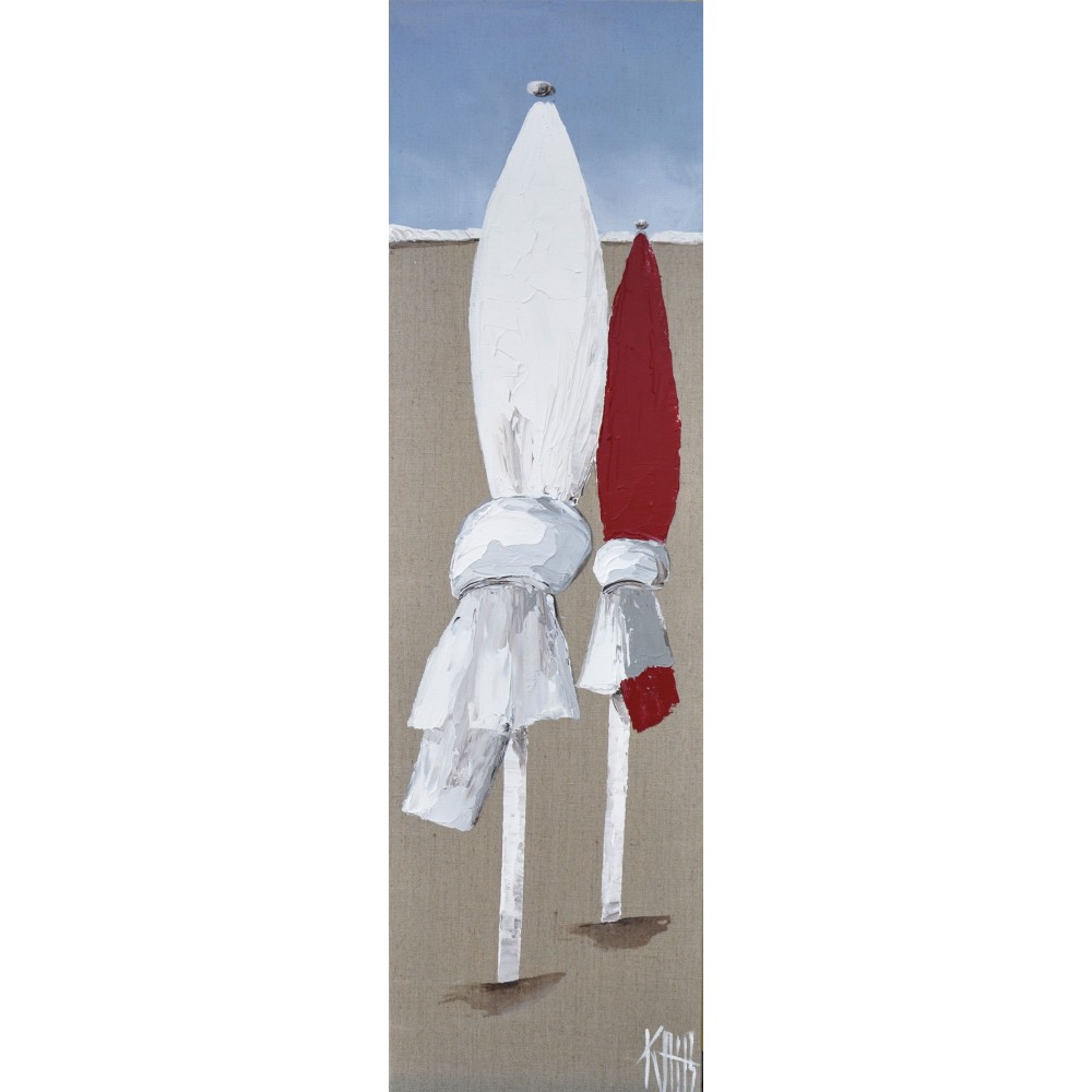 Les  parasols de plage - Michèle Kaus : Peinture Acrylique sur Toile - Galerie Arnaud