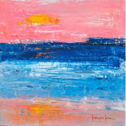 Coucher de soleil rose - F Laine : Huile sur toile - Galerie Antoine