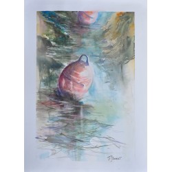Le flotteur - Fabien Renault : Aquarelle sur papier - Galerie Antoine