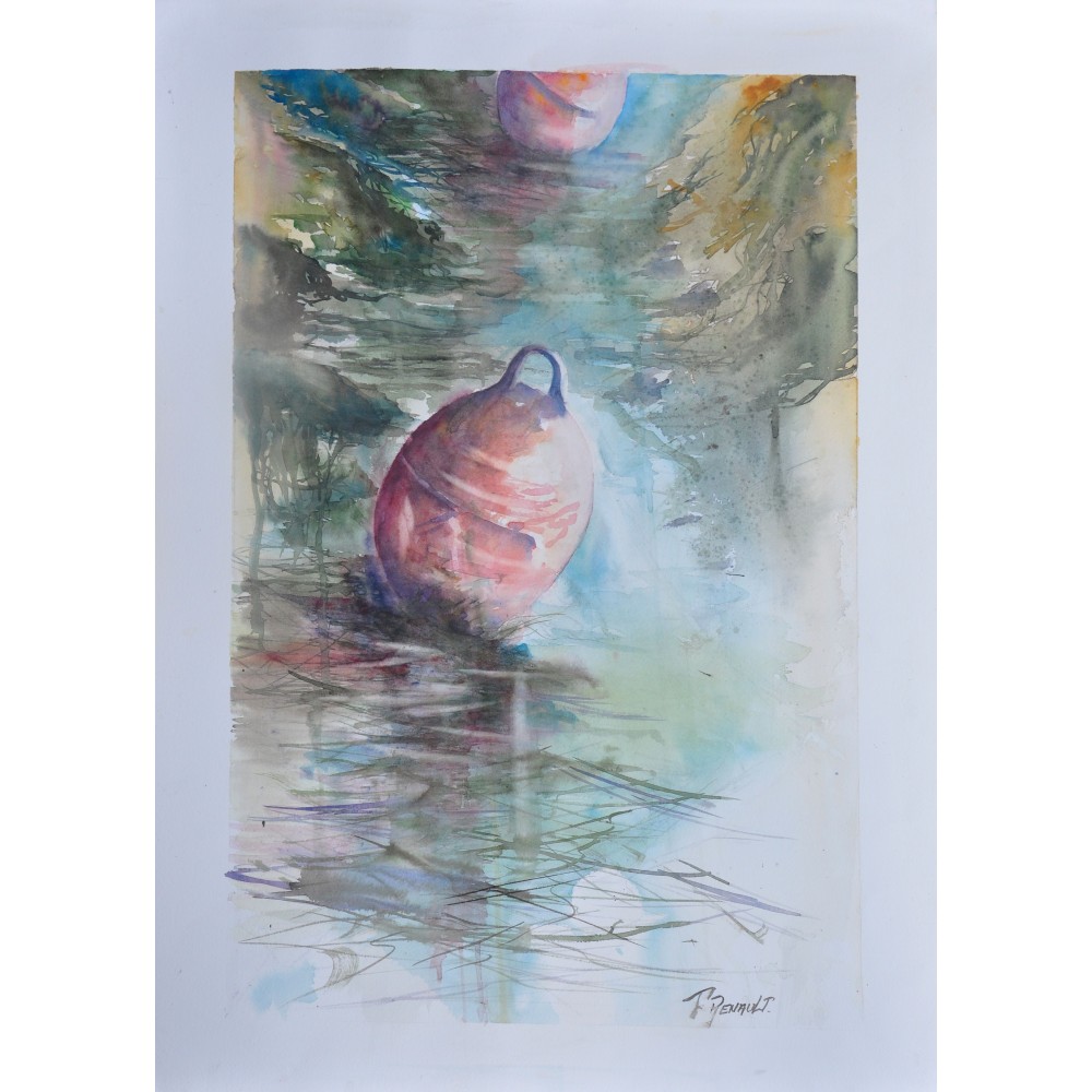 Le flotteur - Fabien Renault : Aquarelle sur papier - Galerie Arnaud