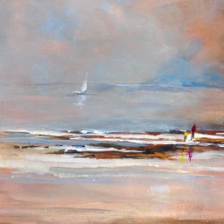 Un dimanche d’hiver d’hiver sur la plage - Liliane Paumier : Peinture Acrylique sur Toile - Galerie Arnaud