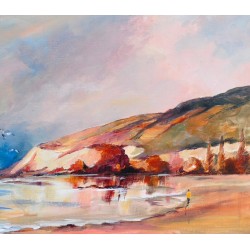 Lever de soleil sur les falaises - Liliane Paumier : Peinture Acrylique sur Toile - Galerie Arnaud