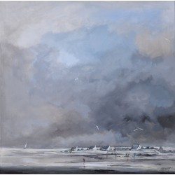 Ciel d'hiver, en gris - Liliane Paumier : Peinture Acrylique sur Toile - Galerie Antoine