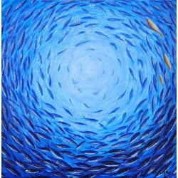 3 poissons jaunes - Dane : Acrylique sur toile - Galerie Arnaud