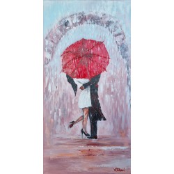 Un amour de parapluie - Valérie Dragacci : Huile sur toile - Galerie Arnaud