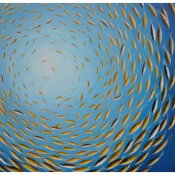 La ronde des poissons jaunes - Dane : Acrylique sur toile - Galerie Arnaud, La Rochelle