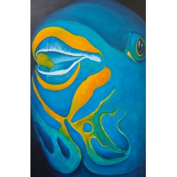 Another Parrotfish head - Patrick Chevailler : Huile sur toile - Galerie Arnaud