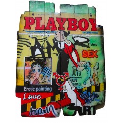 Playboy - Claude Gean : Huile sur bois - Galerie Arnaud