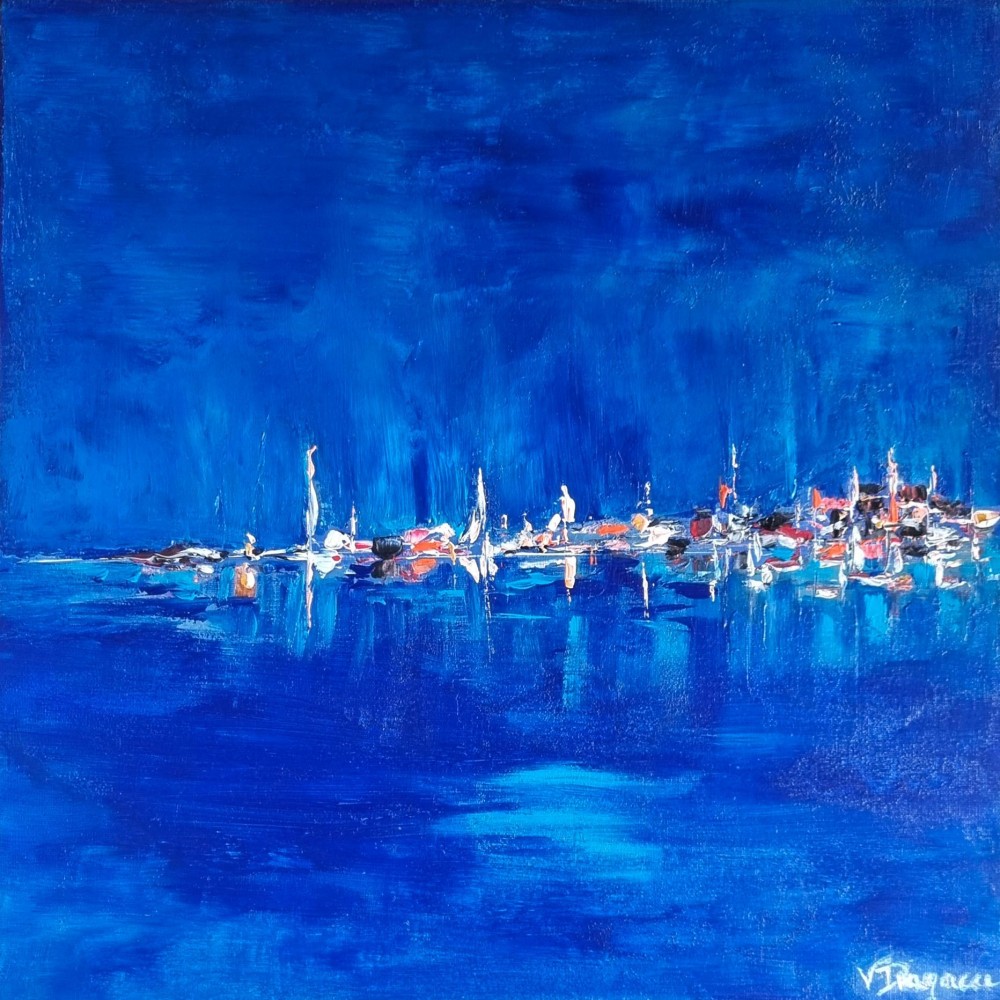 Calvi by night - Valérie Dragacci : Huile sur toile - Galerie Arnaud