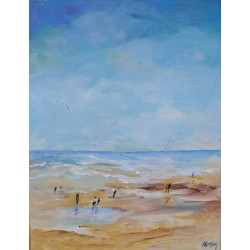 A la plage - Liliane Paumier : Peinture Acrylique sur Toile - Galerie Arnaud