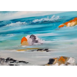 Les rochers orange - Marie Line Robert : Huile sur toile - Galerie Arnaud la Rochelle