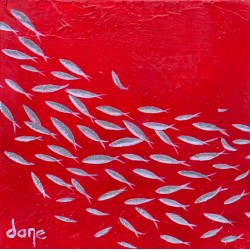 Silver fishes - Dane : Acrylique sur toile - Galerie Arnaud, La Rochelle