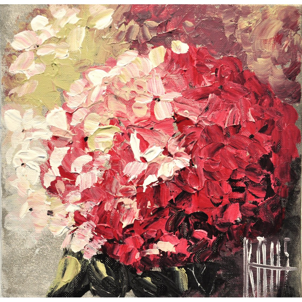 Fleur d'hortensia - Michèle Kaus : Peinture Acrylique sur Toile - Galerie Arnaud